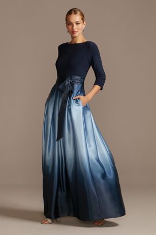 4 Sleeve Jersey Bodice Ombre Ball Gown ...